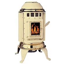 Gnome Pellet Stove Ivory Enamel Nickel Trim